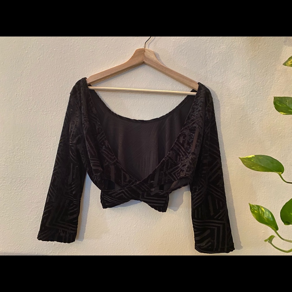 Sparkle & Fade Velour Elegant Open-Back Crop - image 3